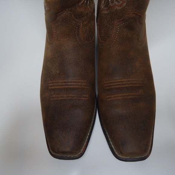 ARIAT Square Toe Brown Cowboy Boots - Size 8.5 - Picture 6 of 12
